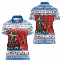 Sweden Viking Santa Christmas Women Polo Shirt Funny Reindeer Norse Xmas - Wonder Print Shop