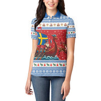 Sweden Viking Santa Christmas Women Polo Shirt Funny Reindeer Norse Xmas - Wonder Print Shop