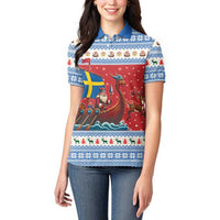 Sweden Viking Santa Christmas Women Polo Shirt Funny Reindeer Norse Xmas - Wonder Print Shop