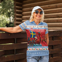 Sweden Viking Santa Christmas Women Polo Shirt Funny Reindeer Norse Xmas - Wonder Print Shop