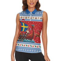 Sweden Viking Santa Christmas Women Sleeveless Polo Shirt Funny Reindeer Norse Xmas - Wonder Print Shop