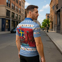 Sweden Viking Santa Christmas Zipper Polo Shirt Funny Reindeer Norse Xmas - Wonder Print Shop