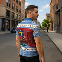 Sweden Viking Santa Christmas Zipper Polo Shirt Funny Reindeer Norse Xmas - Wonder Print Shop