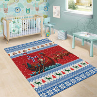 Norway Viking Santa Christmas Area Rug Funny Reindeer Norse Xmas - Wonder Print Shop