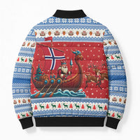 Norway Viking Santa Christmas Bomber Puffer Jacket Funny Reindeer Norse Xmas - Wonder Print Shop