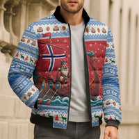 Norway Viking Santa Christmas Bomber Puffer Jacket Funny Reindeer Norse Xmas - Wonder Print Shop