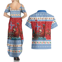 Norway Viking Santa Christmas Couples Matching Summer Maxi Dress and Hawaiian Shirt Funny Reindeer Norse Xmas - Wonder Print Shop