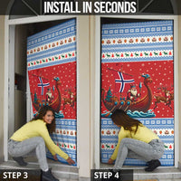 Norway Viking Santa Christmas Door Cover Funny Reindeer Norse Xmas - Wonder Print Shop