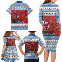 Norway Viking Santa Christmas Family Matching Long Sleeve Bodycon Dress and Hawaiian Shirt Funny Reindeer Norse Xmas - Wonder Print Shop