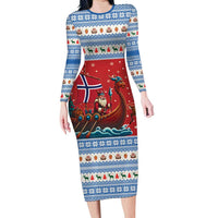 Norway Viking Santa Christmas Family Matching Long Sleeve Bodycon Dress and Hawaiian Shirt Funny Reindeer Norse Xmas - Wonder Print Shop