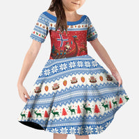 Norway Viking Santa Christmas Family Matching Off The Shoulder Long Sleeve Dress and Hawaiian Shirt Funny Reindeer Norse Xmas - Wonder Print Shop