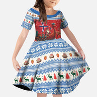 Norway Viking Santa Christmas Family Matching Off The Shoulder Long Sleeve Dress and Hawaiian Shirt Funny Reindeer Norse Xmas - Wonder Print Shop