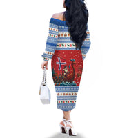 Norway Viking Santa Christmas Family Matching Off The Shoulder Long Sleeve Dress and Hawaiian Shirt Funny Reindeer Norse Xmas - Wonder Print Shop