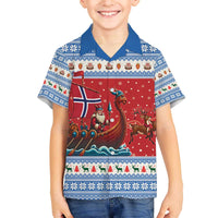 Norway Viking Santa Christmas Family Matching Off The Shoulder Long Sleeve Dress and Hawaiian Shirt Funny Reindeer Norse Xmas - Wonder Print Shop