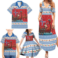 Norway Viking Santa Christmas Family Matching Summer Maxi Dress and Hawaiian Shirt Funny Reindeer Norse Xmas - Wonder Print Shop