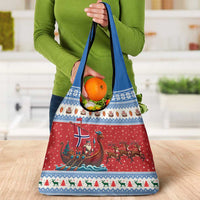 Norway Viking Santa Christmas Grocery Bag Funny Reindeer Norse Xmas - Wonder Print Shop