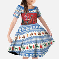 Norway Viking Santa Christmas Kid Short Sleeve Dress Funny Reindeer Norse Xmas - Wonder Print Shop