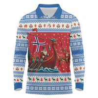 Norway Viking Santa Christmas Long Sleeve Polo Shirt Funny Reindeer Norse Xmas - Wonder Print Shop