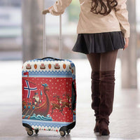 Norway Viking Santa Christmas Luggage Cover Funny Reindeer Norse Xmas - Wonder Print Shop
