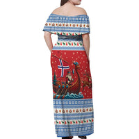 Norway Viking Santa Christmas Off Shoulder Maxi Dress Funny Reindeer Norse Xmas - Wonder Print Shop