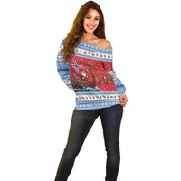 Norway Viking Santa Christmas Off Shoulder Sweater Funny Reindeer Norse Xmas - Wonder Print Shop