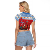 Norway Viking Santa Christmas Raglan Cropped T Shirt Funny Reindeer Norse Xmas - Wonder Print Shop