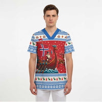 Norway Viking Santa Christmas Scrub Top Funny Reindeer Norse Xmas - Wonder Print Shop