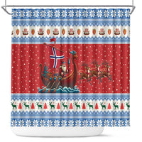 Norway Viking Santa Christmas Shower Curtain Funny Reindeer Norse Xmas - Wonder Print Shop