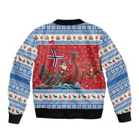 Norway Viking Santa Christmas Sleeve Zip Bomber Jacket Funny Reindeer Norse Xmas - Wonder Print Shop