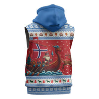 Norway Viking Santa Christmas Sleeveless Zip Hoodie Funny Reindeer Norse Xmas - Wonder Print Shop