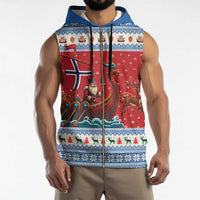 Norway Viking Santa Christmas Sleeveless Zip Hoodie Funny Reindeer Norse Xmas - Wonder Print Shop