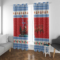 Norway Viking Santa Christmas Window Curtain Funny Reindeer Norse Xmas - Wonder Print Shop