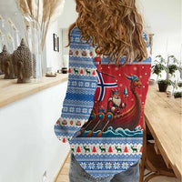 Norway Viking Santa Christmas Women Casual Shirt Funny Reindeer Norse Xmas - Wonder Print Shop
