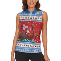 Norway Viking Santa Christmas Women Sleeveless Polo Shirt Funny Reindeer Norse Xmas - Wonder Print Shop