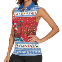Norway Viking Santa Christmas Women Sleeveless Polo Shirt Funny Reindeer Norse Xmas - Wonder Print Shop