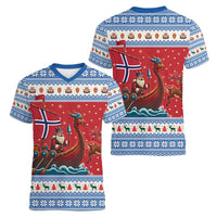 Norway Viking Santa Christmas Women V-Neck T-Shirt Funny Reindeer Norse Xmas - Wonder Print Shop