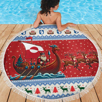 Greenland Viking Santa Christmas Beach Blanket Funny Reindeer Norse Xmas - Wonder Print Shop