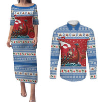 Greenland Viking Santa Christmas Couples Matching Puletasi and Long Sleeve Button Shirt Funny Reindeer Norse Xmas - Wonder Print Shop