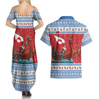 Greenland Viking Santa Christmas Couples Matching Summer Maxi Dress and Hawaiian Shirt Funny Reindeer Norse Xmas - Wonder Print Shop