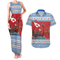 Greenland Viking Santa Christmas Couples Matching Tank Maxi Dress and Hawaiian Shirt Funny Reindeer Norse Xmas - Wonder Print Shop