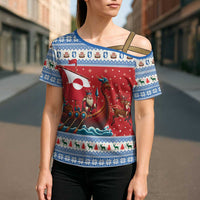 Greenland Viking Santa Christmas Cross Shoulder Shirt Funny Reindeer Norse Xmas - Wonder Print Shop