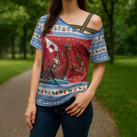 Greenland Viking Santa Christmas Cross Shoulder Shirt Funny Reindeer Norse Xmas - Wonder Print Shop