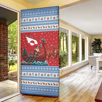 Greenland Viking Santa Christmas Door Cover Funny Reindeer Norse Xmas - Wonder Print Shop