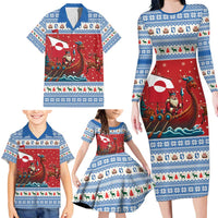 Greenland Viking Santa Christmas Family Matching Long Sleeve Bodycon Dress and Hawaiian Shirt Funny Reindeer Norse Xmas - Wonder Print Shop