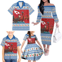Greenland Viking Santa Christmas Family Matching Off The Shoulder Long Sleeve Dress and Hawaiian Shirt Funny Reindeer Norse Xmas - Wonder Print Shop