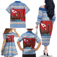 Greenland Viking Santa Christmas Family Matching Off The Shoulder Long Sleeve Dress and Hawaiian Shirt Funny Reindeer Norse Xmas - Wonder Print Shop