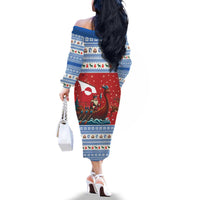 Greenland Viking Santa Christmas Family Matching Off The Shoulder Long Sleeve Dress and Hawaiian Shirt Funny Reindeer Norse Xmas - Wonder Print Shop