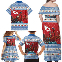 Greenland Viking Santa Christmas Family Matching Off Shoulder Maxi Dress and Hawaiian Shirt Funny Reindeer Norse Xmas - Wonder Print Shop