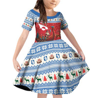 Greenland Viking Santa Christmas Family Matching Off Shoulder Short Dress and Hawaiian Shirt Funny Reindeer Norse Xmas - Wonder Print Shop