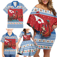 Greenland Viking Santa Christmas Family Matching Off Shoulder Short Dress and Hawaiian Shirt Funny Reindeer Norse Xmas - Wonder Print Shop